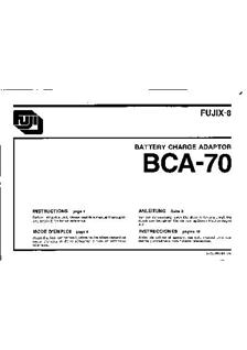 Fujifilm BCA 70 manual. Camera Instructions.